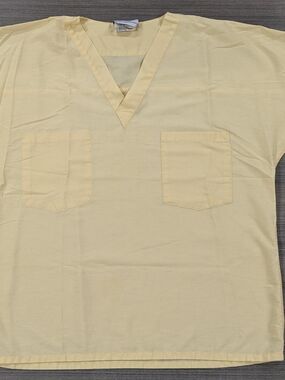 Landau Pale Yellow V-Neck Pocket Scrub Top